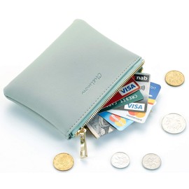 Chelmon Chelmon Vegan Leather Coin Purse Pouch Change Purse With Zipper For Men Women (Green Light)