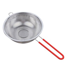 Stainless Steel Colander, Perforated Strainer with Long Handles, Metal Sieve Rice Washer Strainer Bowl for for Pasta, Rice, Fruits, Vegetables, Kitchen Essential Tool (16CM)