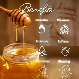 Honey Body Scrubs - Exfoliante corporal de almendras de 18 onzas, exfoliante corporal con sal marina, aceite de argán y exfoliante vitámico de azúcar 