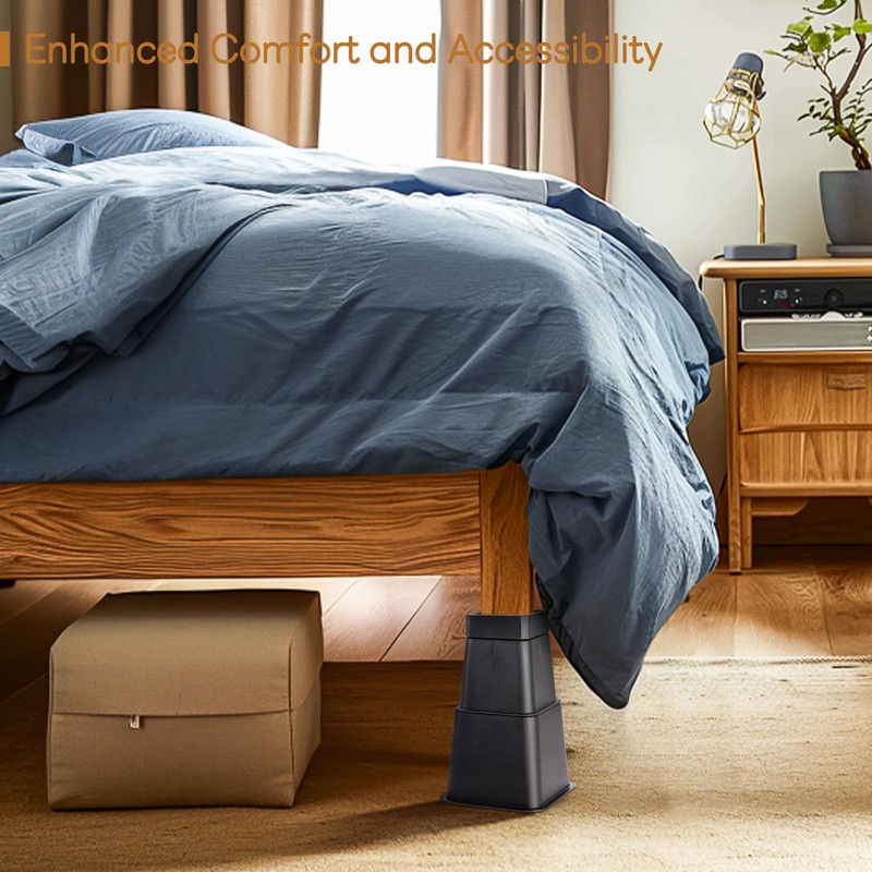 BTSD-home Bed Risers 6 Inch Heavy Duty Adjustable Bed Raisers