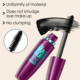 Boobeen 2pcs Waterproof Mascara Black, volumisierende und verlängernde Formel, schnell trocknend und wischfest für den ganzen Tag