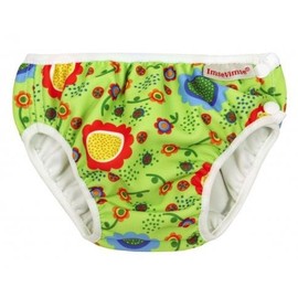 ImseVimse, Schwimmwindel, Badewindel, Aquawindel, Modell Green Flower - Babybadehose (S (5-8kg))