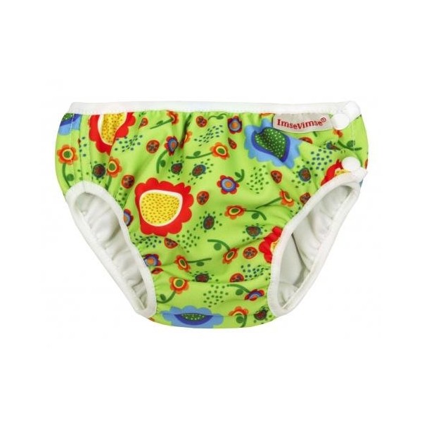 ImseVimse, Schwimmwindel, Badewindel, Aquawindel, Modell Green Flower - Babybadehose (S