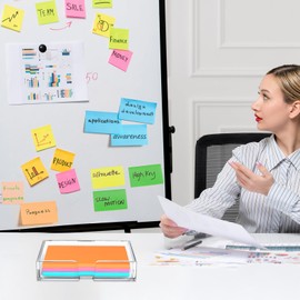 BEEGO Sticky Note Organizer - 4x6 in Crystal Clear Acrylic Notepad Holder & Dispenser for Dorm Room Office Desk Organization