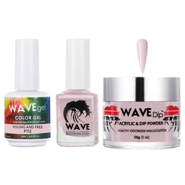 WAVEGEL Soak-Off Gel, Nail Lacquer & Acrylic/Dip Powder Matching Set - Simplicity Collection - #P112 Young And Free