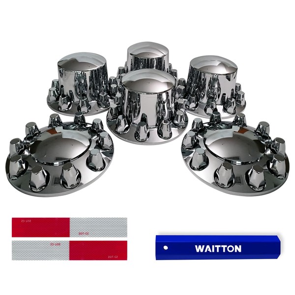 WAITTON Chrome Front and Rear Axle Complete Wheel Hub Covers