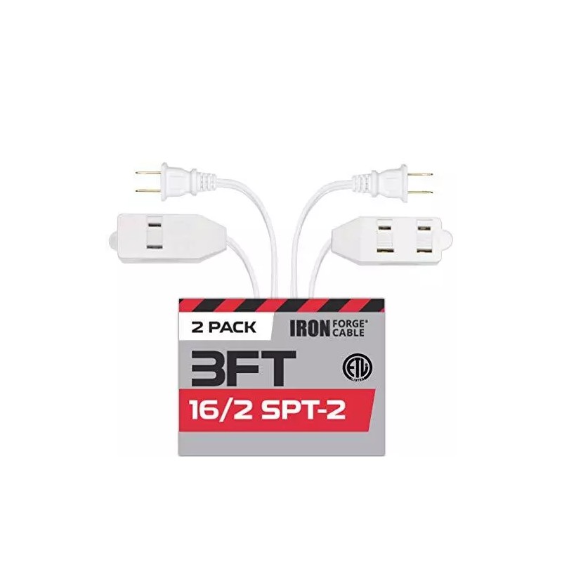 IRON FORGE CABLE 3 Ft White Extension Cord 2 Pack