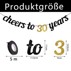 1 Stück 30 Geburtstag Deko, Girlande Geburtstag, Partydekoration für Männer und Frauen, für Geburtstagsfeiern und Jubiläen