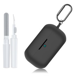 POZCIS for Technics EAH-AZ100 Case Cover, Soft Silicone Protective Earbuds Case, Only Compatible with Technics EAH-AZ100 with Carabiner & Cleaner Kit Accessories Set(Black)