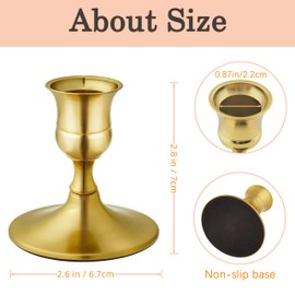 ECHFSM Gold Candlesticks Holders,Vintage Brass Taper Candle Holders Set of 12, Metal Taper Candlestick Holder Bulk for Wedding Table Centerpiece,Dinner Room,Festive,Party,Mantel Decoration,Home Decor