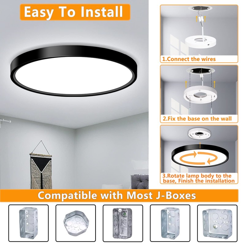 2 Pack LED Flush Mount Ceiling Light Fixture, 9 Inch