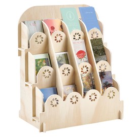 twinklemon Wood Bookmark Display Adjustable 2.4'' Bookmark Stand Portable Sticker Holder Greeting Card Display Versatile Holder for Craft Fairs Vendor Booths and Shops (12 Pockets)