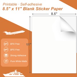 Full Sheet Sticker Paper 8.5x11 inch, Printable Online Label - Sticker Label Paper for Laser & Ink Jet Printer - Matte White 2000 Sheets A4 Letter Size - Shipping Address Large Labels