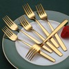 Golden Dinner Forks 6 Pieces, Kyraton Titanium Gold Plated Stainless