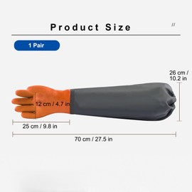 SZKKQKJ Protective Chemical Gloves, Rubber Gloves, Long, Pond Cleaning Gloves, A Long Section of Safety Work Gloves, 74 cm (Orange)
