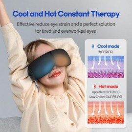 HubiCare Eye Massager with Heat and Cooling for Dark Circles Puffiness Eye Massage for Migraines Bluetooth Music Eye Care for Dry Eyes Sleep Relax (Matte Black)