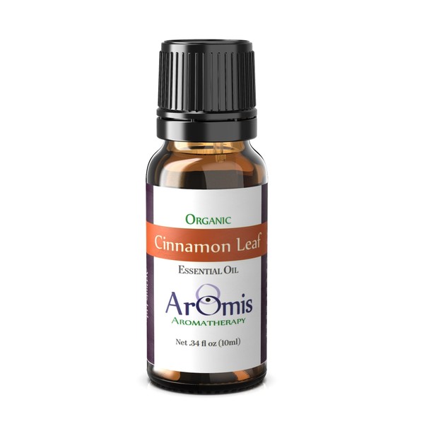 ArOmis Organic Cinnamon Leaf Essential Oil - USDA Certified - 100% Pure Therapeutic Grade - 10ml (34 Fl Oz), Undiluted, Premium, Oils Perfect for Aromatherapy Diffuser