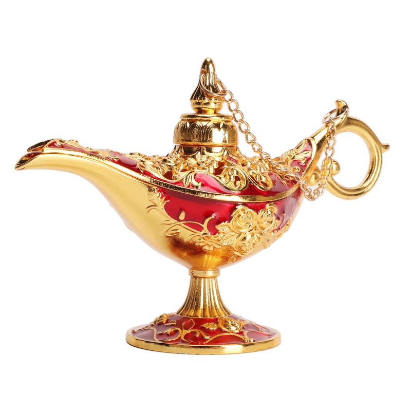 Zinc Alloy Retro Arabian Lamp Tabletop Exquisite Engraved Legend Wishing