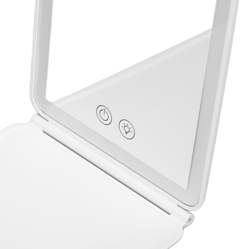 Lighted Makeup Mirror White Rechargeable ABS Housing Adjustable Brightness Portable