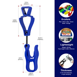 BOZZYS Glove Clips for Work 6-Pack | Blue A+Z Combo Clamps for Tool Belts & Hard Hats | (360° Anti-Drop) Never Lose Gloves on Construction Sites