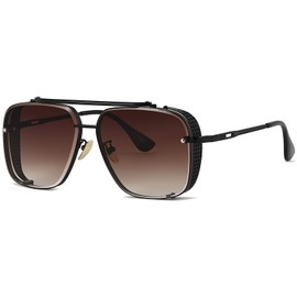 Gtand Fashion Oversized Square Aviator Gradient Sunglasses For Men Vintage Metal Side Shield Steampunk Sun Glasses 64mm