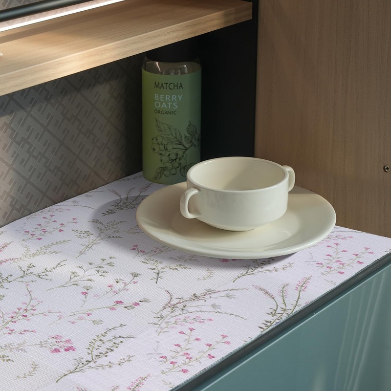 Amiitay Floral Drawer and Shelf Liner for Cabinets, Non-Adhesive and