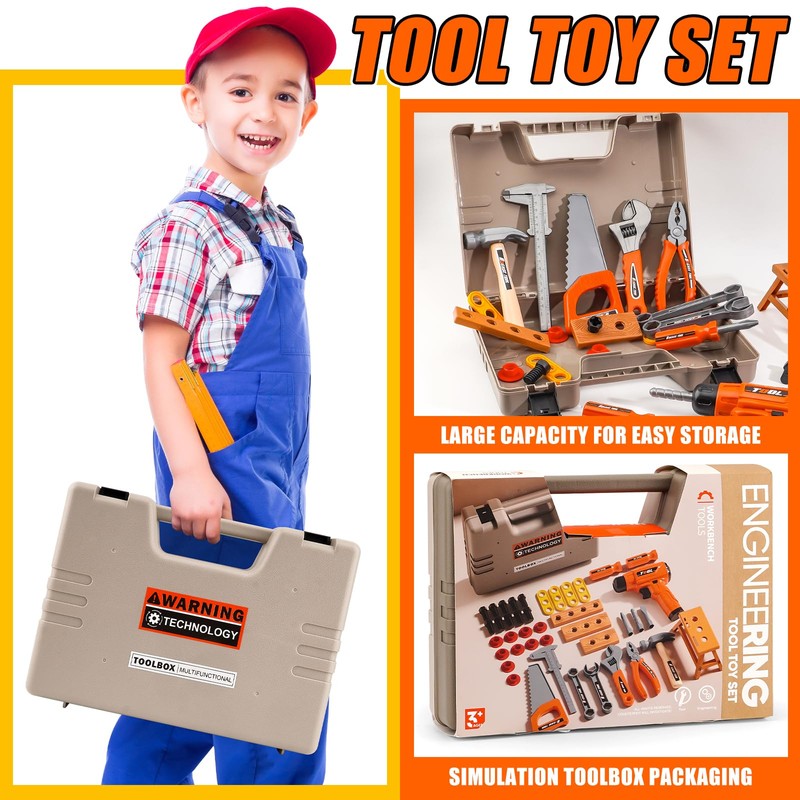 45Pcs Kids Tool Set with Electric Drill Toy and Portable