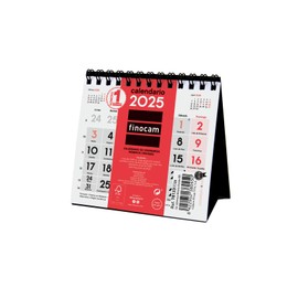 Finocam - Neutral Desktop Calendar Big Numbers 2025 Month View January 2025 - December 2025 (12 months) Spanish