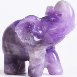 Ytbeoxk 1.8 Inch Amethyst Elephant Crystals Decor, Healing Crystal Cute Figurines, purple Elephant Gemstones Decorations Statue, Lucky Reiki Stones in Home and Office Meditation Gift for Women and men