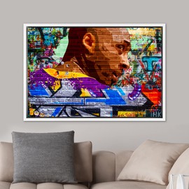 SIGNWIN Framed Canvas Wall Art Inspirational Kobe Bryant Abstract Painting Graffiti & Street Art Famous People Pop Art Modern Urban Multicolor for Living Room, Bedroom, Office - 16"x24" White