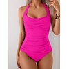 Eomenie Womens Halter Tankini Bathing Suit Ruched Tummy Control Two