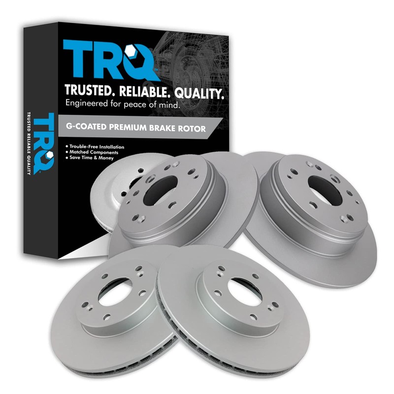 TRQ Front and Rear Brake Rotors Set Premium G-Coated Compatible