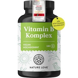 Nature Love® Vitamin B Complex Forte - 180 Capsules (6 Months), Doses up to 10 Times Higher than Other Vitamin B Complexes, Premium: with Bio-Active Vitamin B Forms, Thus Ensuring High Bioavailability