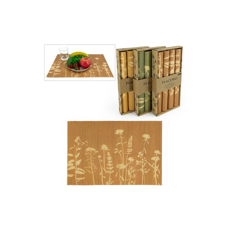 Macosa NO75183 Table Mats Set of 4 Bamboo Mustard Yellow,