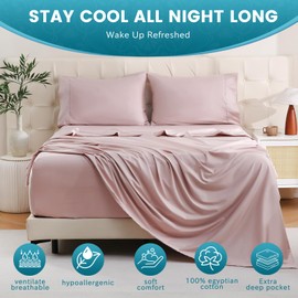 Bedlifes Extra Deep Pocket Queen Sheets 18-24 Inch-1000 Thread Count Egyptian Cotton Sheet Set-100% Pure Cotton Cooling Breathable Soft Luxury Deep Bed Sheets-4 Pieces-Sateen Weave(Light Pink)