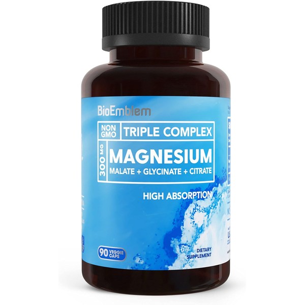 BioEmblem™ Magnesio Triple Complejo 300mg | Glicinato, Citrato y Malato