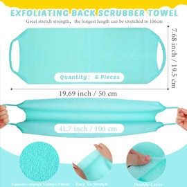 4 Paquetes Juego de 2 Pares Guantes Exfoliantes de Baño 2 Depuradores de Espalda de Nailon Depurador Corporal Exfoliante Toallita con Correa de Ducha (Rosa, Azul Claro, Verde, Estilo Dedo)