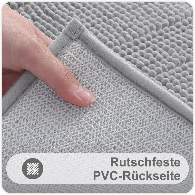Homaxy Chenille Bathroom Rug, Non-Slip Bath Mat, Washable Bath Mat,