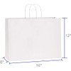 BagDream 16x6x12 Inches 50Pcs White Kraft Paper Bags with Handles