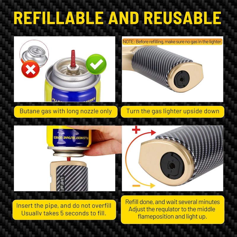 Kitchen Cooking Butane Torch Lighter with Safety Lock ，Lock Fire