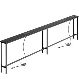 SUPERJARE 102 Inch Sofa Table with 2 Power Outlets and USB-C Ports, 5.9 Inch Narrow Console Table with Storage, Extra-Long Entryway Hallway Couch Table Behind Sofa, Small Spaces, Living Room, Black