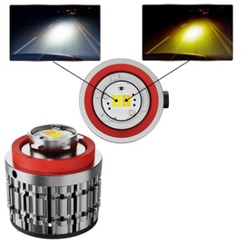 Generic L1B LED Fog Light Bulbs, Dual Color 3000K Amber Yellow/White 6500K, 70W 7000LM, Plug and Play, For Toyota Yairs RAV4 Corolla Hilux Harrier Land Cruiser 300, Pack of 2, White/Yellow