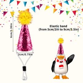 BOXOB 10pcs Mini Birthday Party Hats for Stuffed Animals, Reusable Glitter Tiny Small Miniature Cone Party Hats with Glitter Poms for Birthday Toy Animals Figures Dog Cat Pet Costumes (10 Colors)