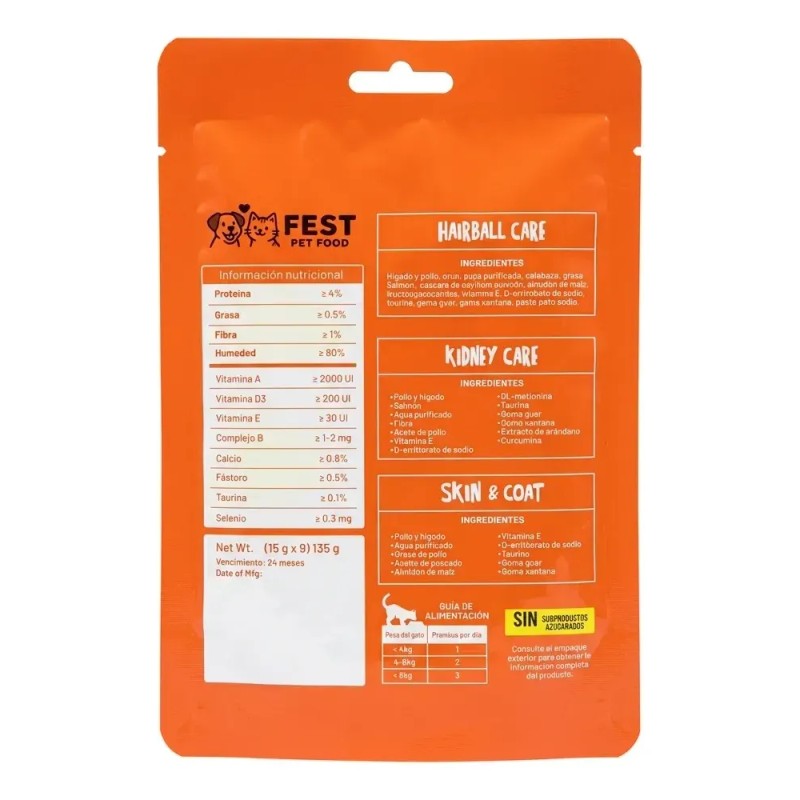 Kit 50 Premios Para Gato Cuidado Renal Probióticos Salmon