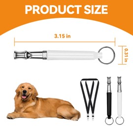 Uzndq Pack of 2 Dog Whistles, High Frequency Silent, Dog Whistle, High Frequency, Adjustable Barking, Ultrasonic Recall Dog Whistles (Black and White) (Free Lanyard)