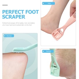 Beavorty 3Pcs Foot Scraper Pedicure Kit Professional Foot Callus Remover with Removable Head for Smoother Feet for Men Women and Elders with Hard Skin