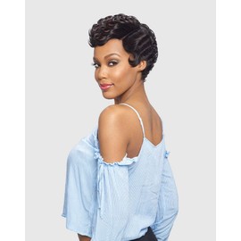 VANESSA Party Lace 6 inch Deep Reverse J-part Short Length Wavy Style Heat Wave Synthetic Fashion Wig - DRJ JESLI (44)