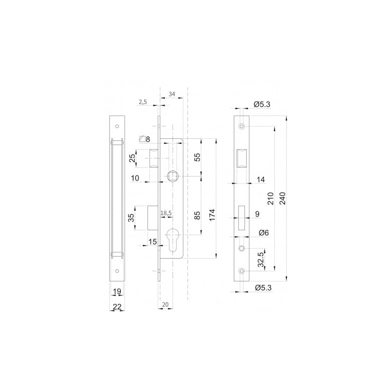 ATTAS Mortice Lock with Profile Cylinder for Swing Gates -
