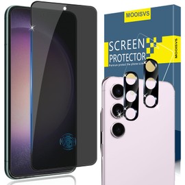 MOOISVS [2+2pack for Galaxy S24 Plus Privacy Tempered Glass Screen Protector(2packs)+Camera Lens Protector(2packs), Ultra HD Tempered Glass Film, Anti-Spy, 9H Hardness