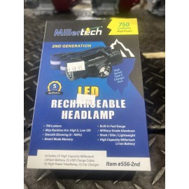 Millertech Second Generation Led Rechargeable Headlamp Item 556-2nd
